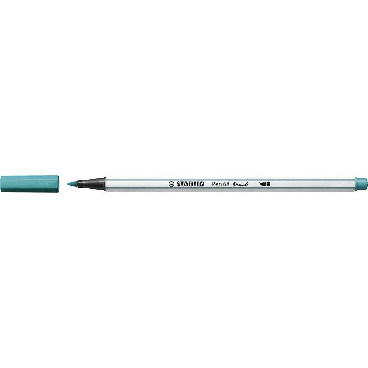 Premium-Filzstift mit Pinselspitze für variable Strichstärken - STABILO Pen 68 brush - Einzelstift - türkisblau