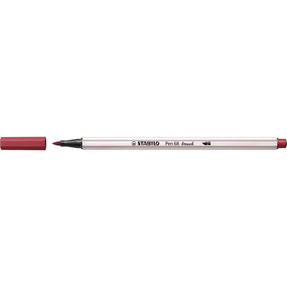 Premium-Filzstift mit Pinselspitze für variable Strichstärken - STABILO Pen 68 brush - Einzelstift - dunkelrot