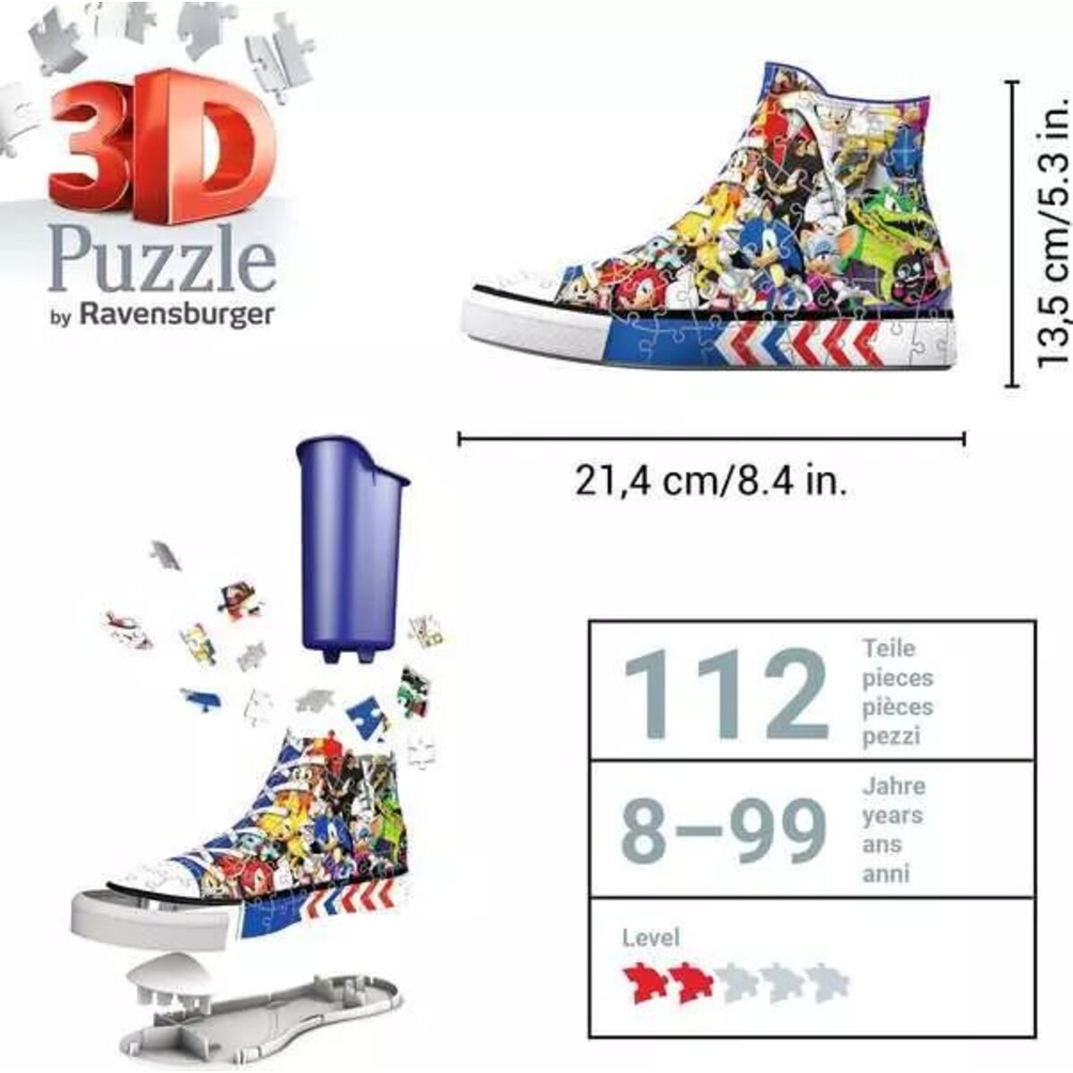 Ravensburger 3D Puzzle - Sneaker Sonic the Hedgehog, 112 Teile