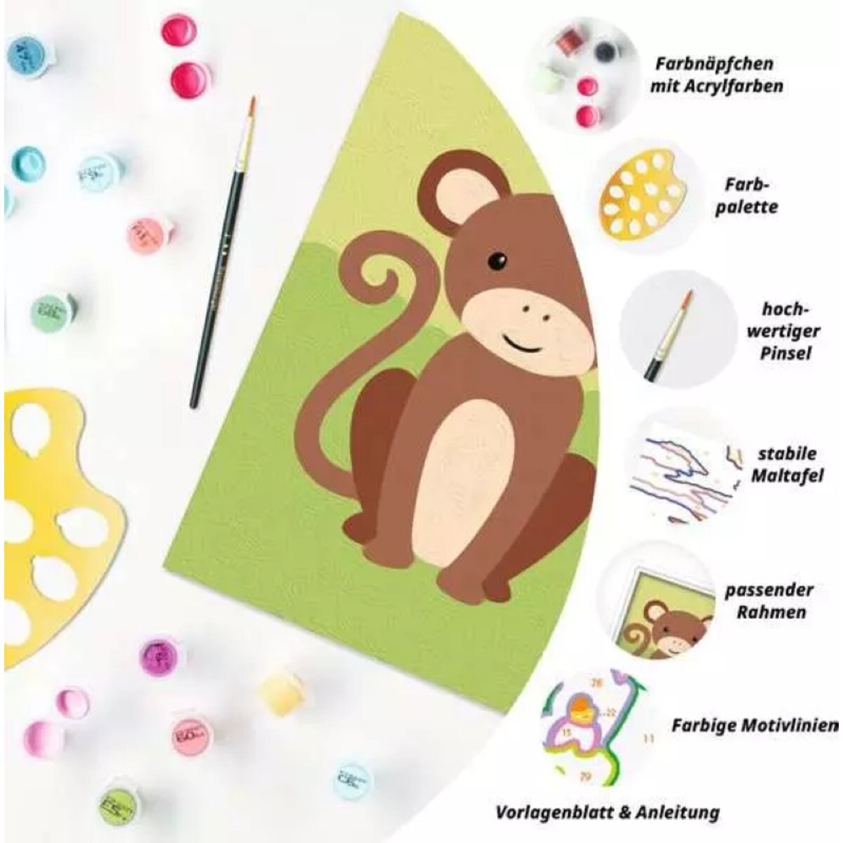 Ravensburger CreArt Kleiner Affe Malen nach Zahlen 8,5 x 12 cm