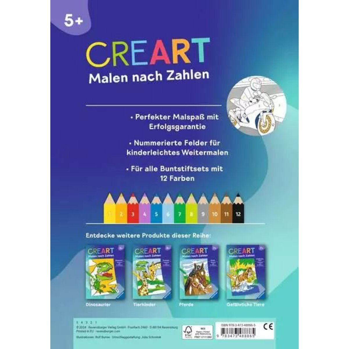 Ravensburger CreArt Malen nach Zahlen ab 5: Fahrzeuge