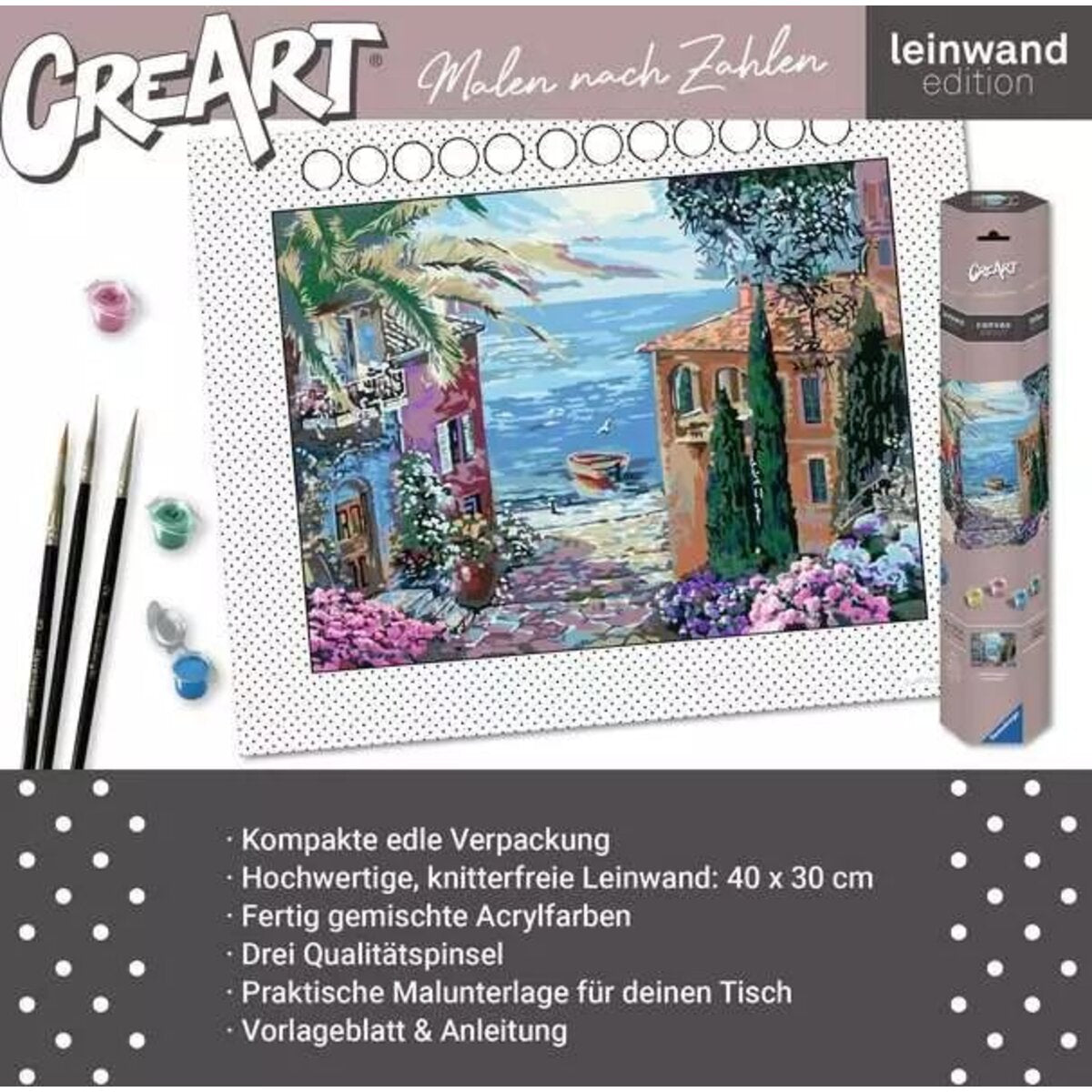 Ravensburger CreArt Malen nach Zahlen - Leinwand Mediterrane Landschaft