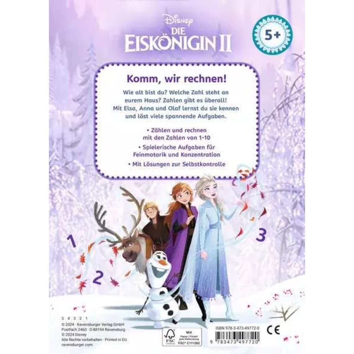 Ravensburger Disney Die Eiskönigin 2 - Mein Vorschulblock: Zählen und Rechnen