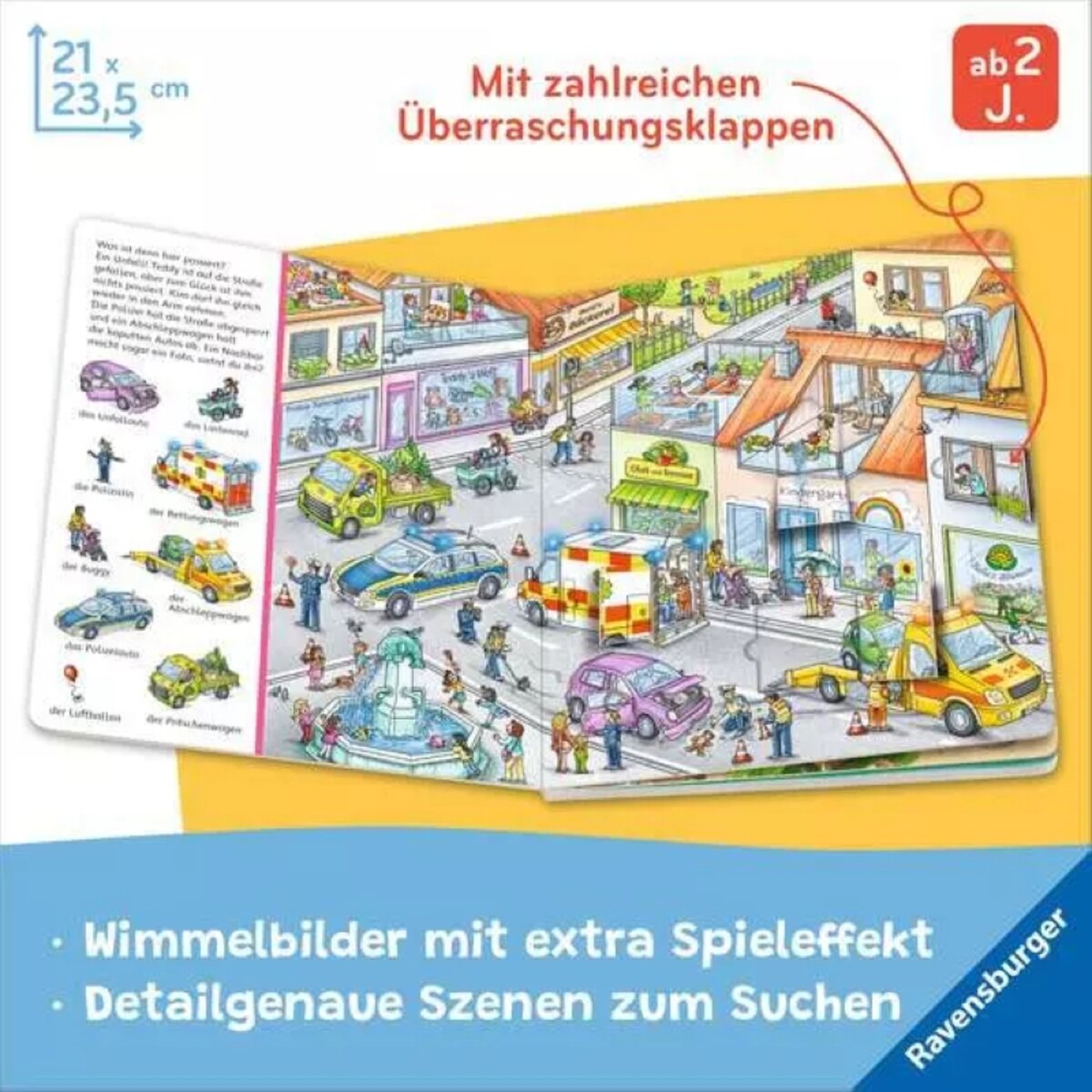 Ravensburger Kinderbuch Mein Sachen suchen Wimmelbuch Fahrzeuge im Einsatz