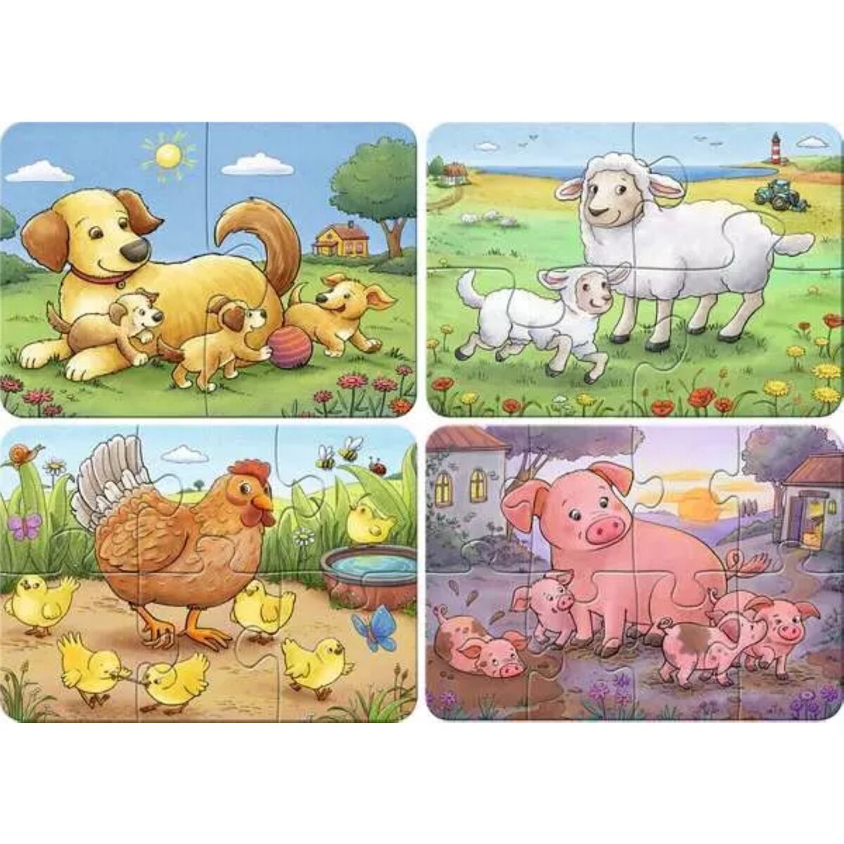 Ravensburger Kinderpuzzle 2 + 4 + 6 + 8 Teile Kleine Bauernhoftiere 21 x 15 cm