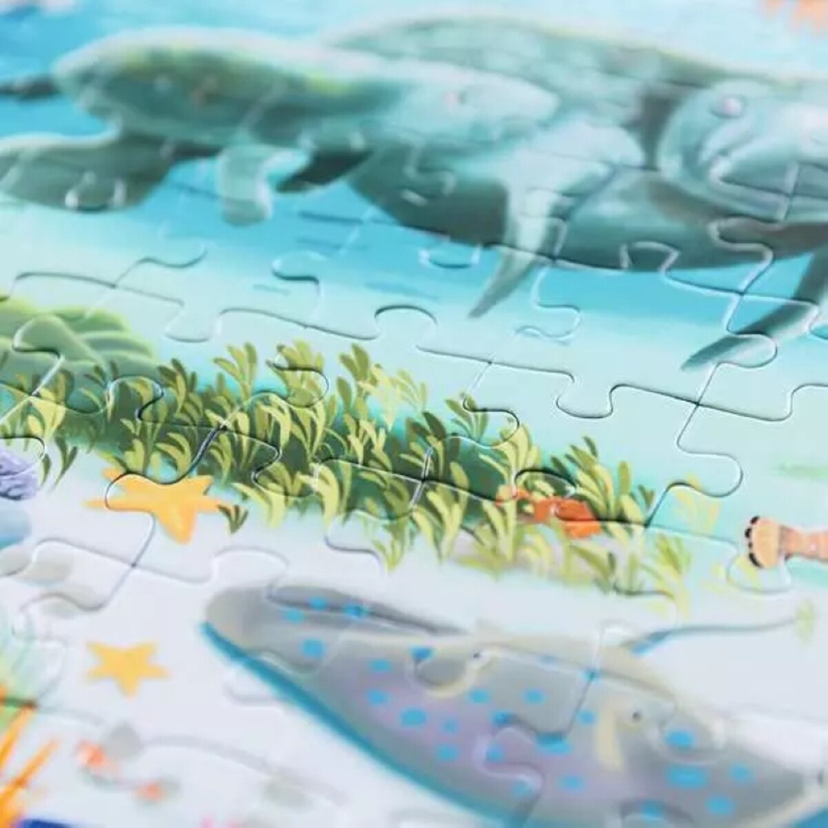 Ravensburger 4 Kinderpuzzle 64 + 72 + 81 + 90 Teile Meereszeiten 33,3 x 33,3 cm