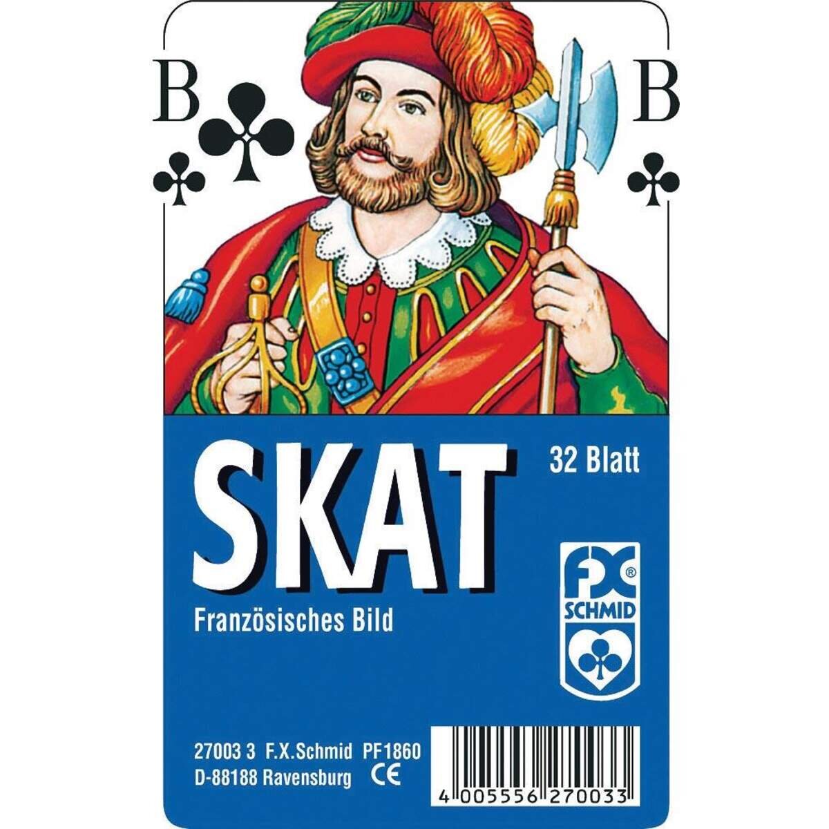 Ravensburger Klassisches Skatspiel, Französisches Bild, 32 Karten in Klarsicht-Box