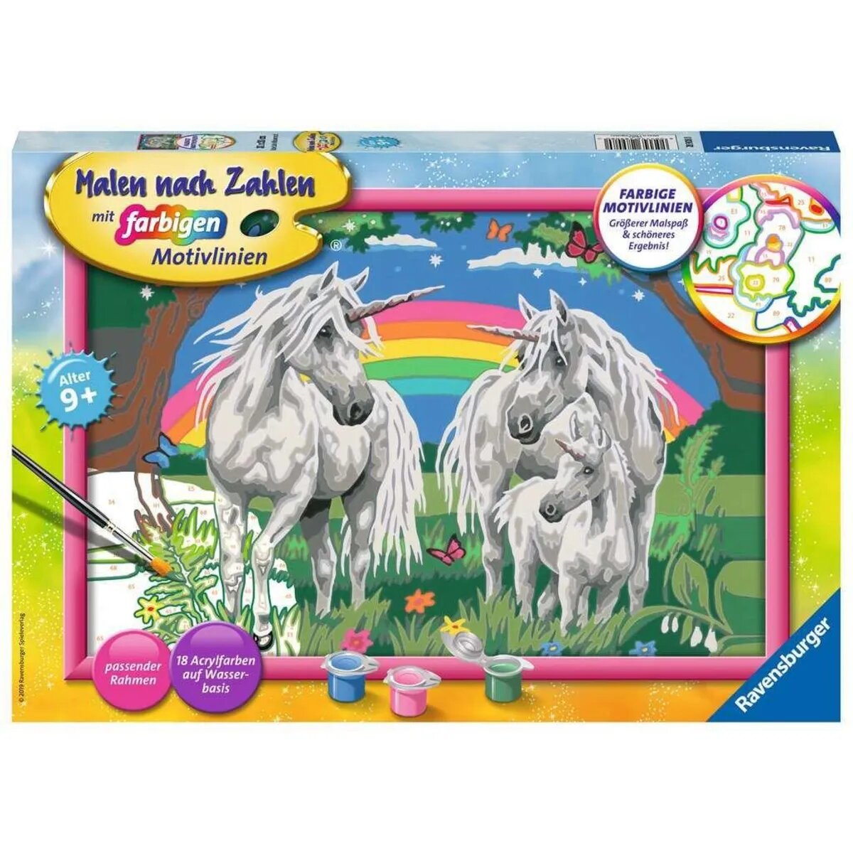 Ravensburger CreArt, Malen nach Zahlen - Fabelhafte Einhornwelt
