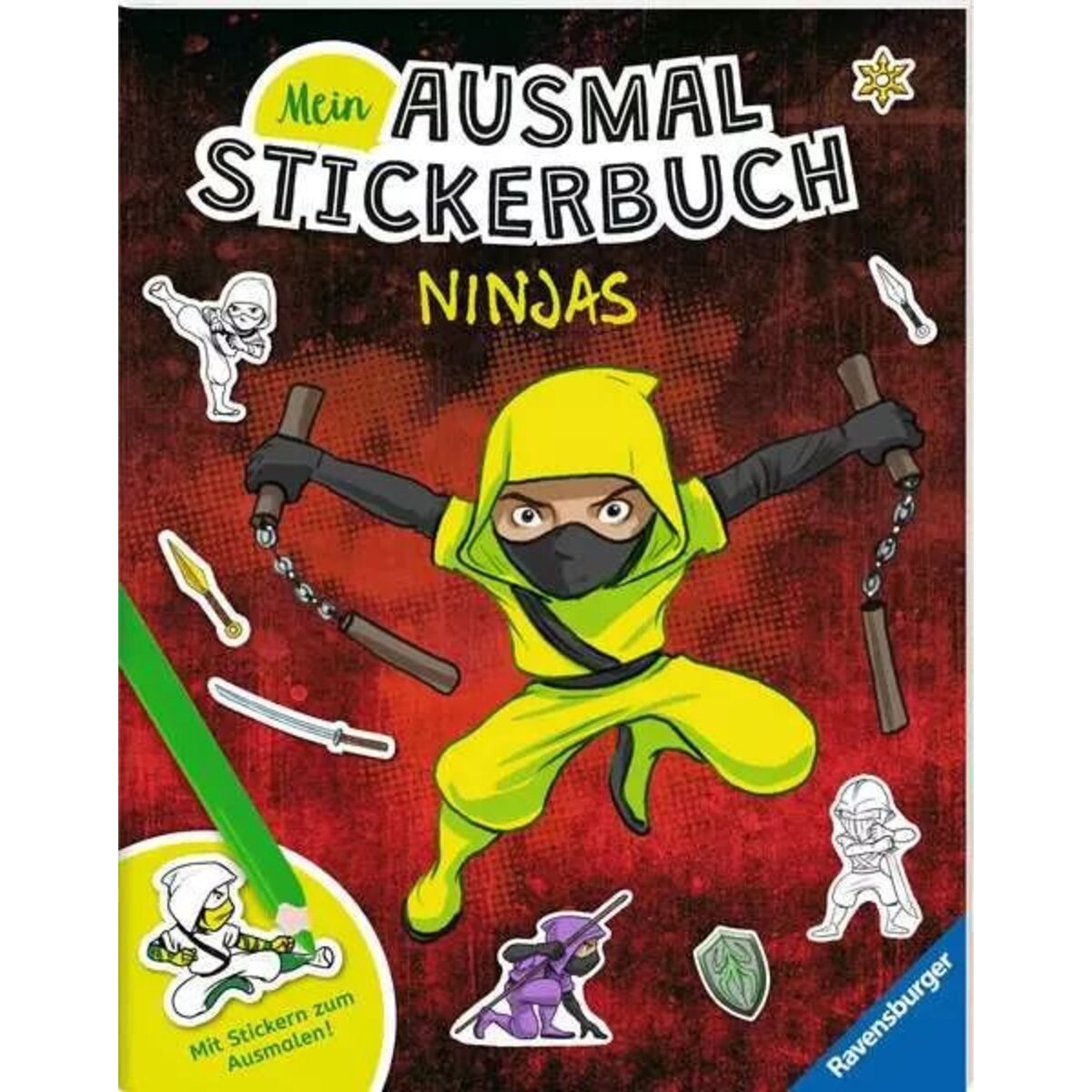 Ravensburger Mein Ausmal-Stickerbuch: Ninjas