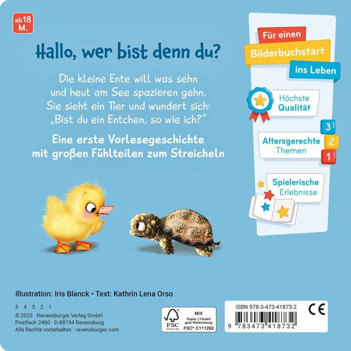 Ravensburger Mein erstes Vorlese-Fühlbuch: Bist du eine Ente?
