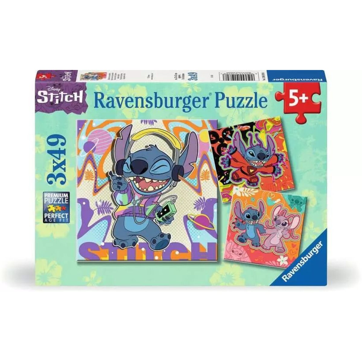 Ravensburger Puzzle - Disney Stich: Einfach nur spielen, 3 x 49 Teile