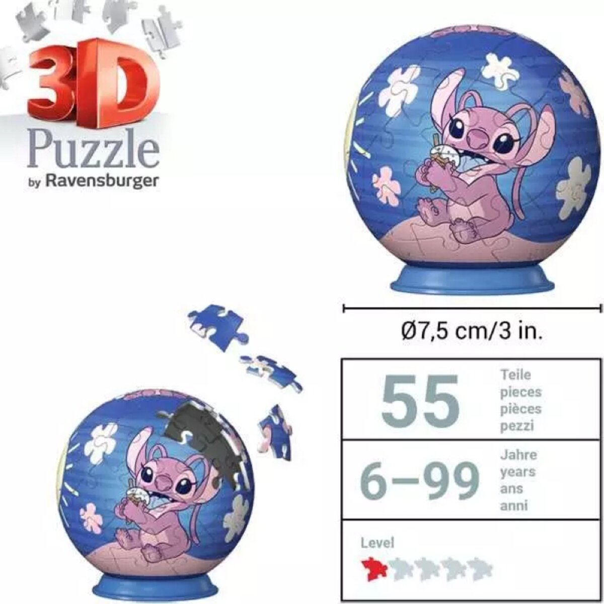 Ravensburger 3D Puzzle-Ball Disney Angel, 54 Teile