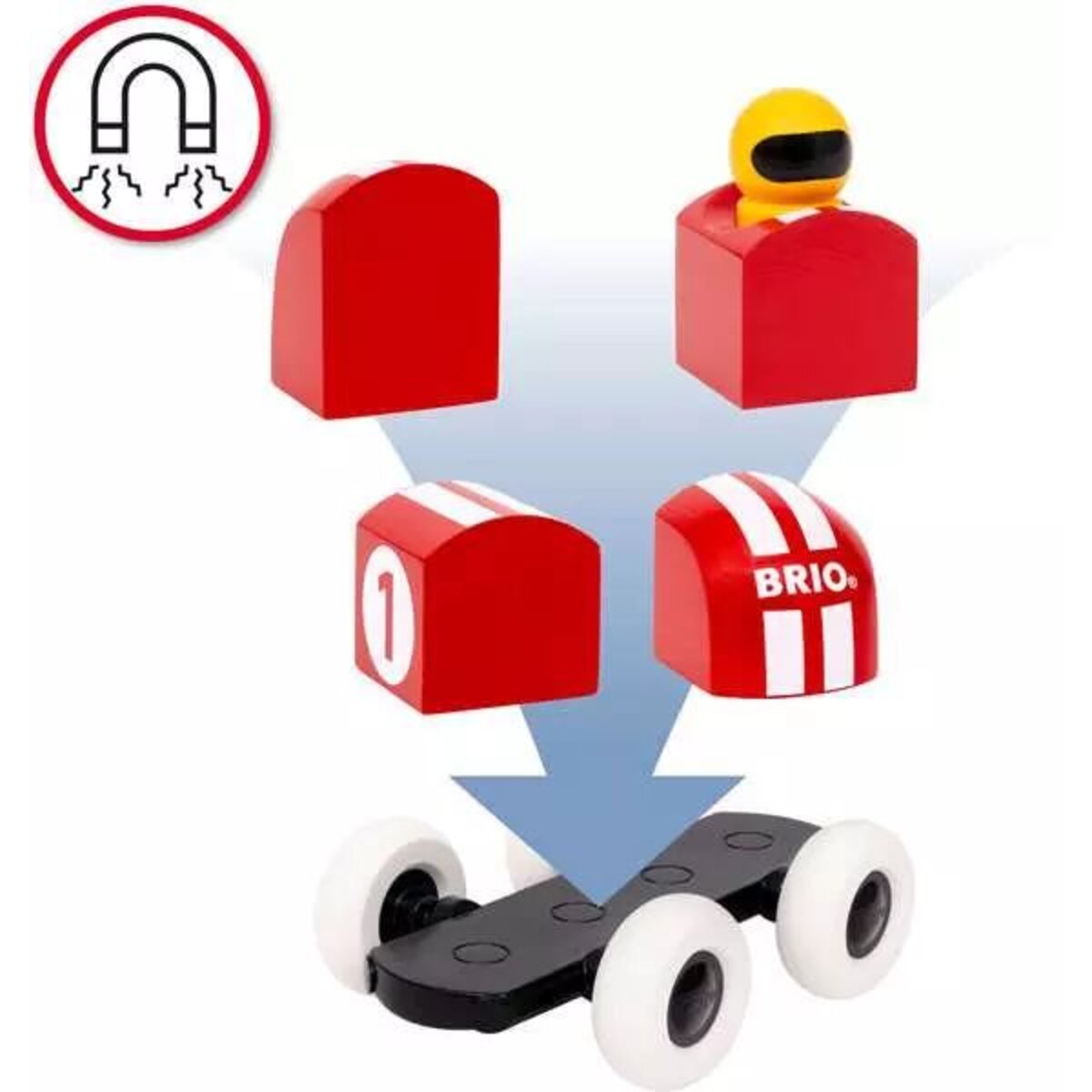 BRIO Rennwagen aus magnetischen Bausteinen