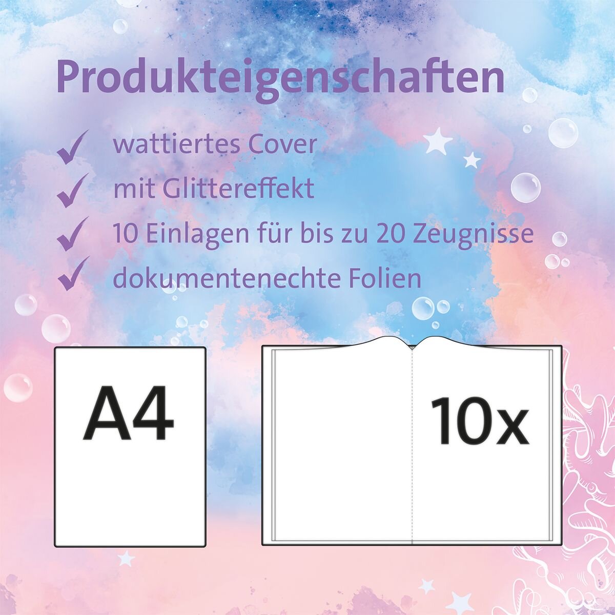 Roth Zeugnismappe / A4 / "Delfine" / wattierter Einband / mit 10 Einlagen