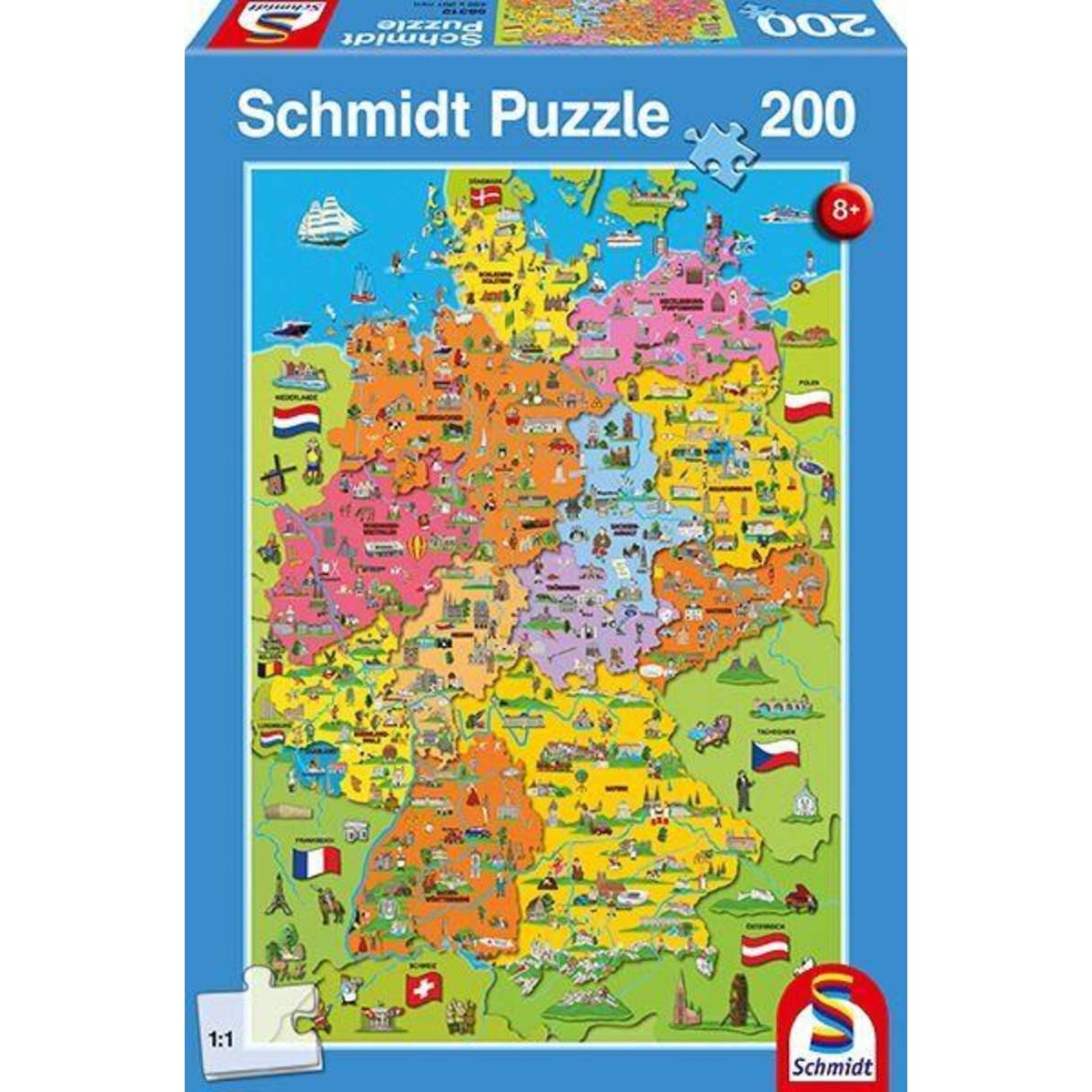 Schmidt Spiele KinderPuzzle - Deutschlandkarte mit Bildern, 200 Teile