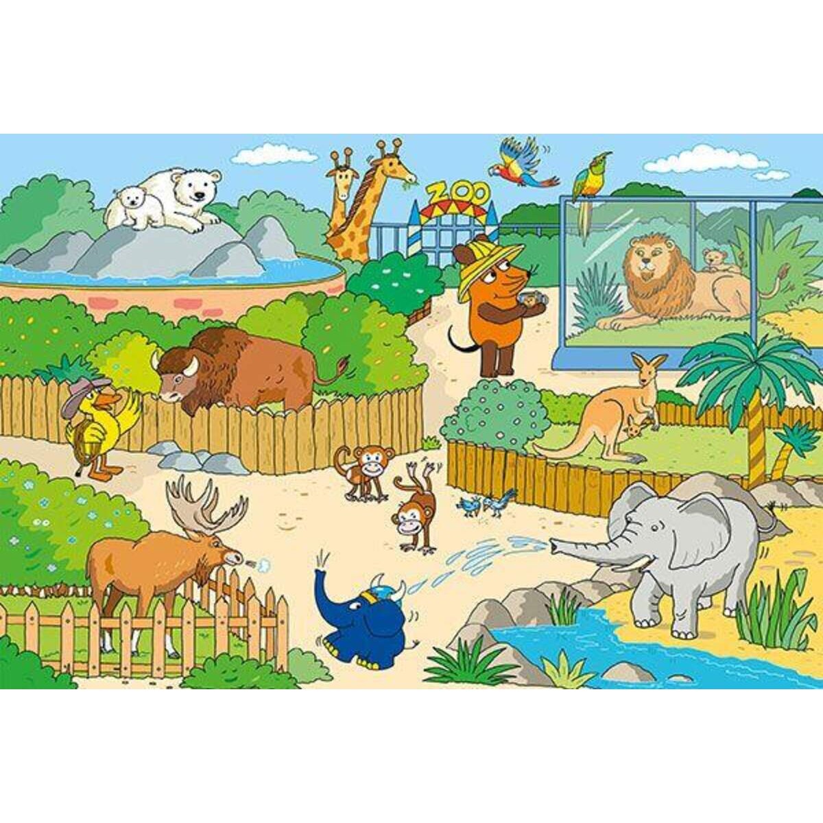 Schmidt Spiele KinderPuzzle - Die Maus im Zoo, 60 Teile