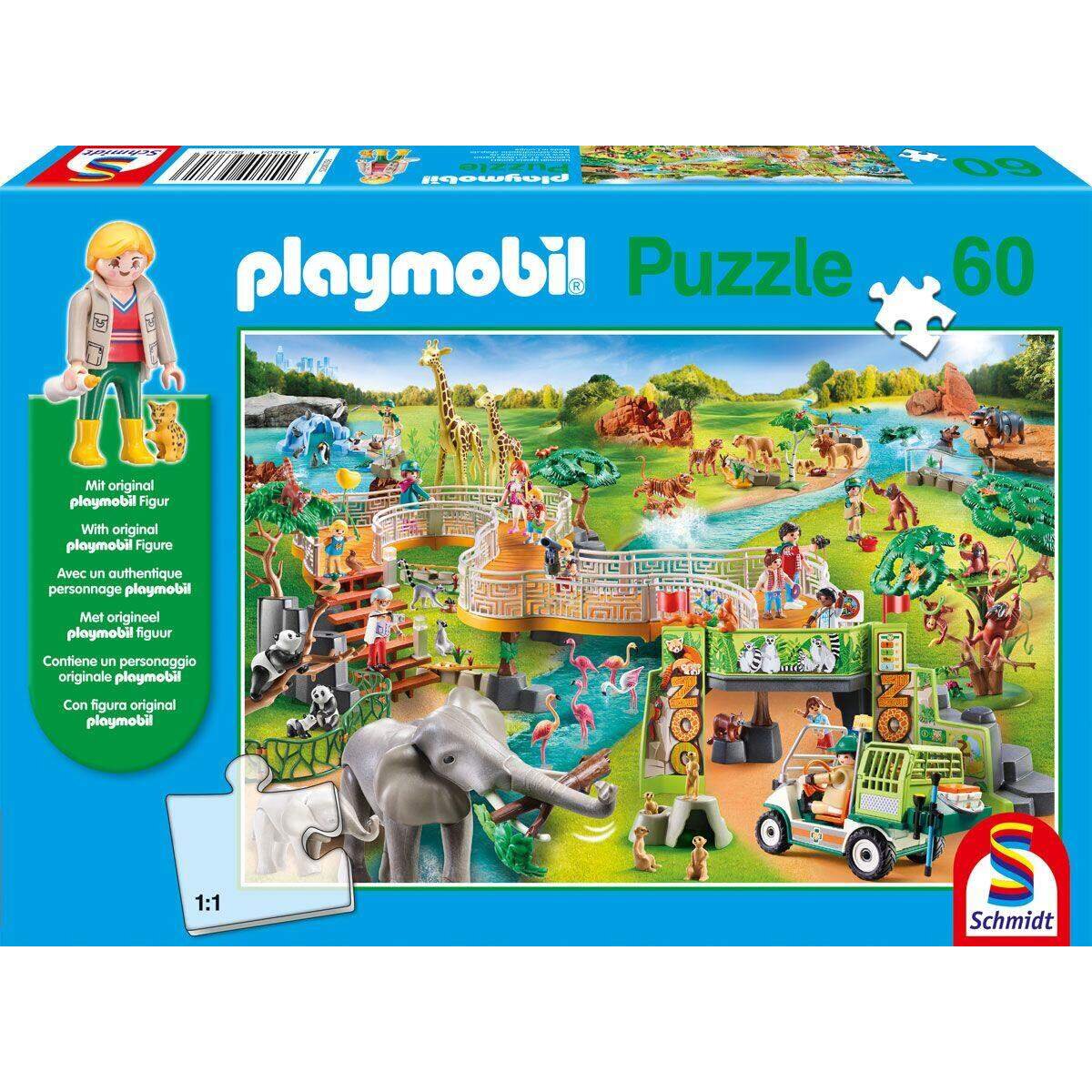 Schmidt Spiele KinderPuzzle - Playmobil Zoo, 60 Teile, mit Original Figur