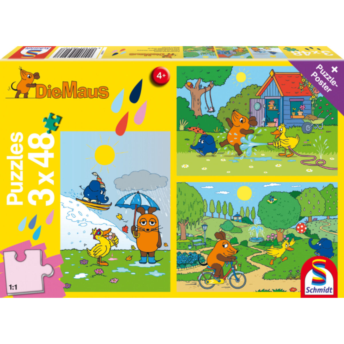 Schmidt Spiele KinderPuzzle - Viel Spaß mit der Maus, 3x48 Teile