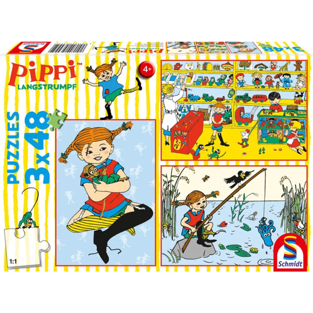Schmidt Spiele Puzzle - Pippi Langstrumpf: Ich mache mir die Welt, wie sie mir gefällt, 3x48 Teile