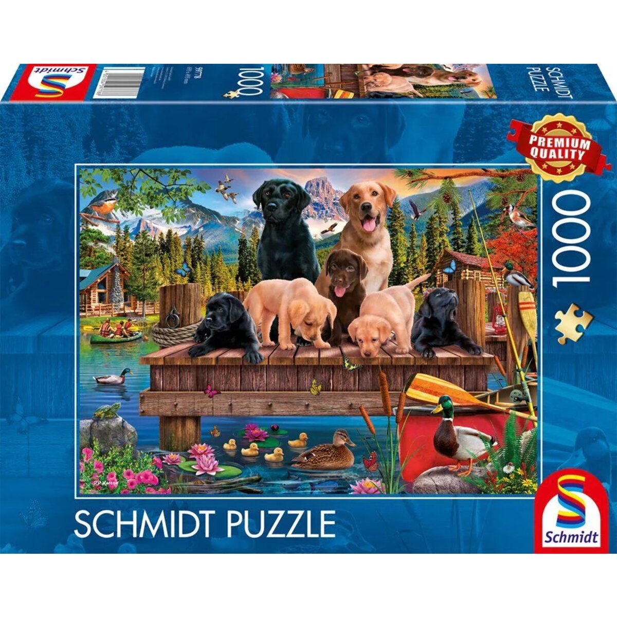 Schmidt Spiele Puzzle - Hundefamilie am See, 1000 Teile