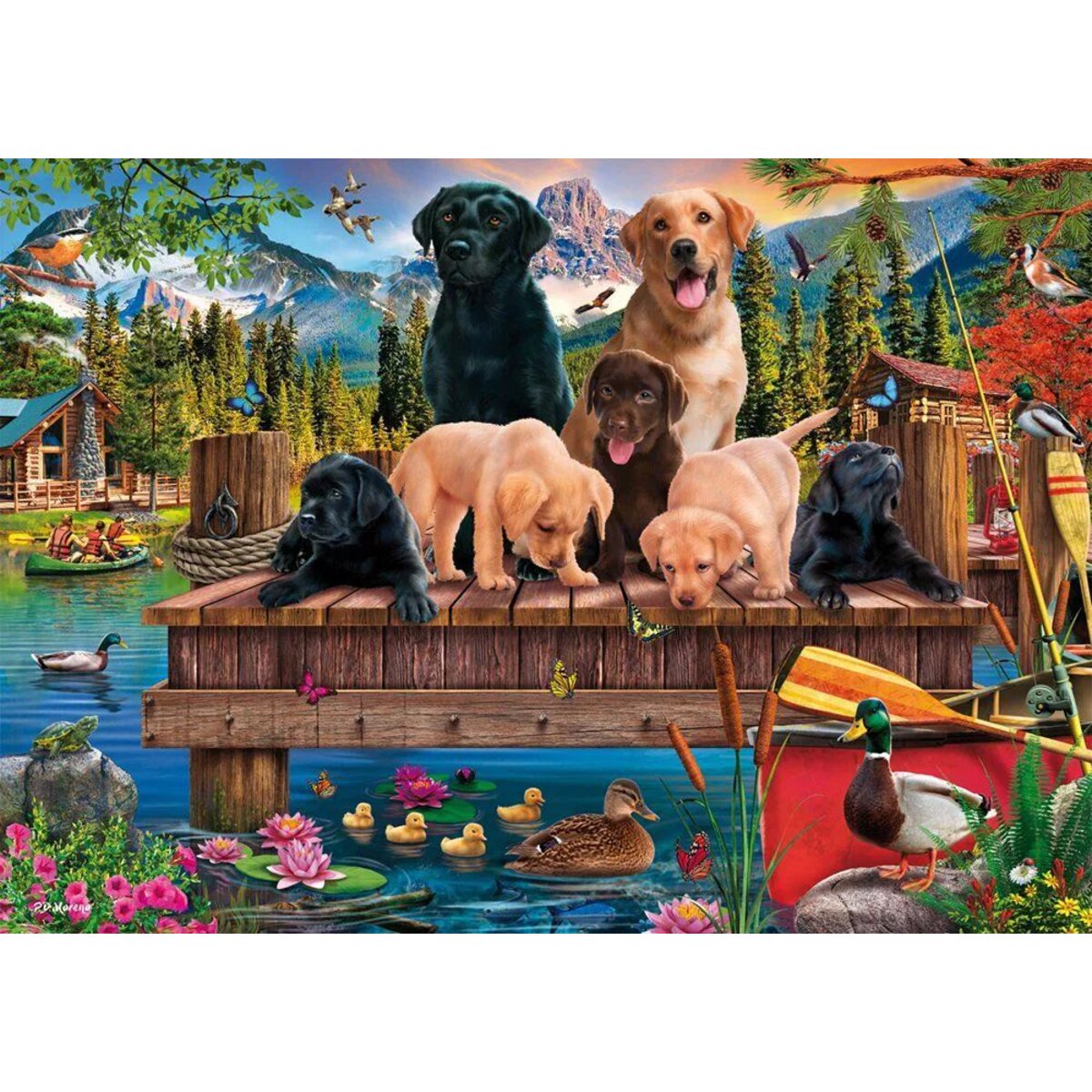 Schmidt Spiele Puzzle - Hundefamilie am See, 1000 Teile