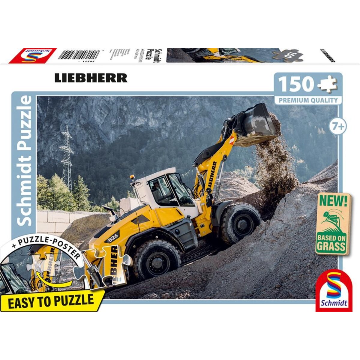 Schmidt Spiele Puzzle - LIEBHERR:Radlader L526, 150 Teile, Eco-Friendly, Gras Kinderpuzzle