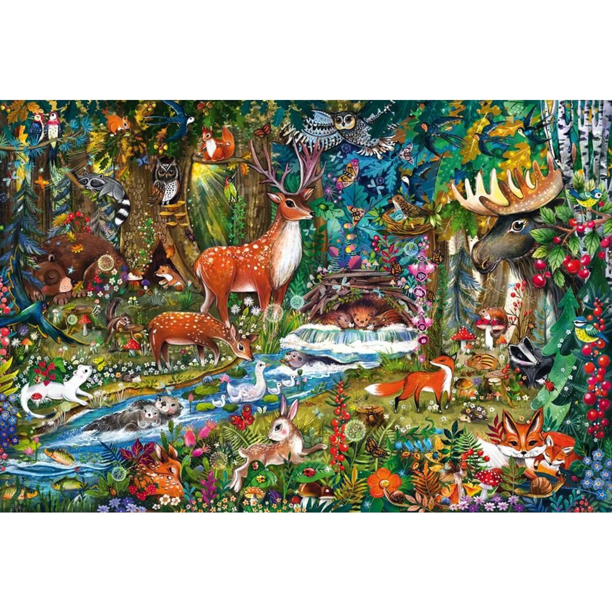 Schmidt Spiele Puzzle - Tiere in den Wäldern Europas, 150 Teile, Eco-Friendly, Gras Kinderpuzzle