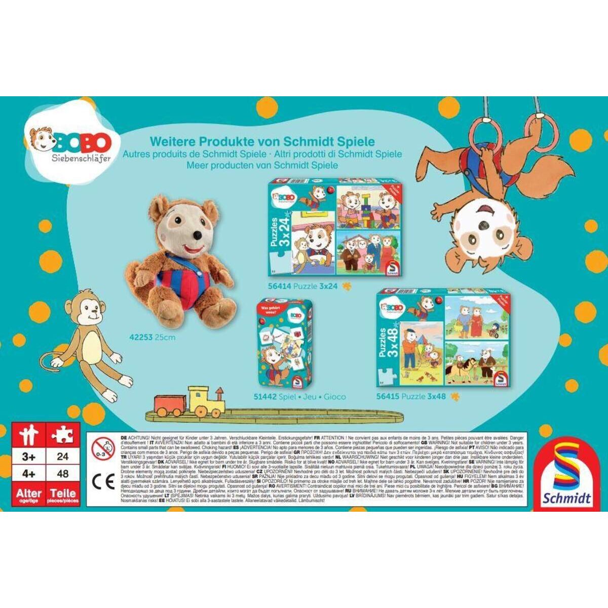 Schmidt Spiele Puzzle - Bobo Siebenschläfer: Freunde und Familie, 3x24 Teile