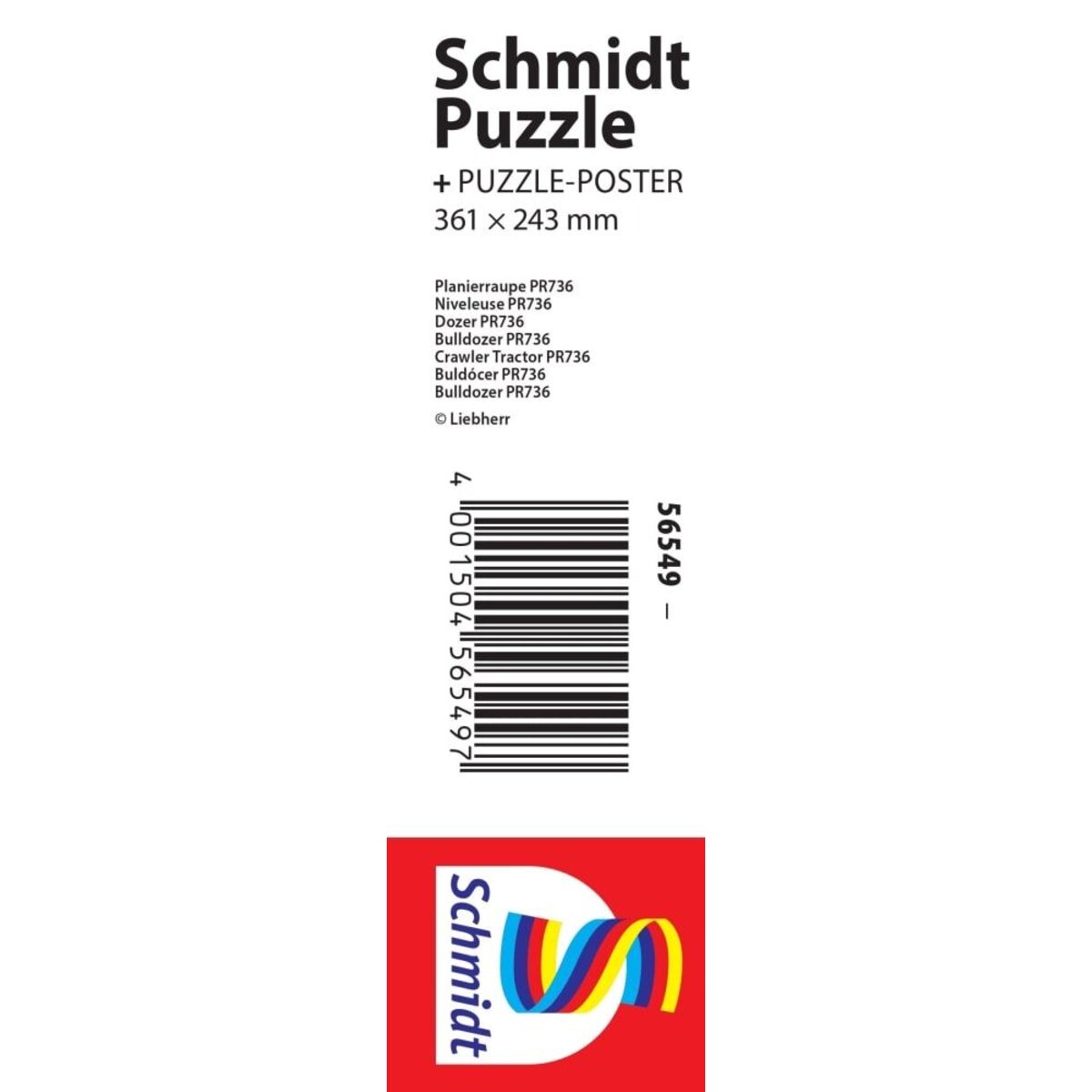 Schmidt Spiele Puzzle - LIEBHERR: Planierraupe PR736, 60 Teile, Eco-Friendly, Gras Kinderpuzzle