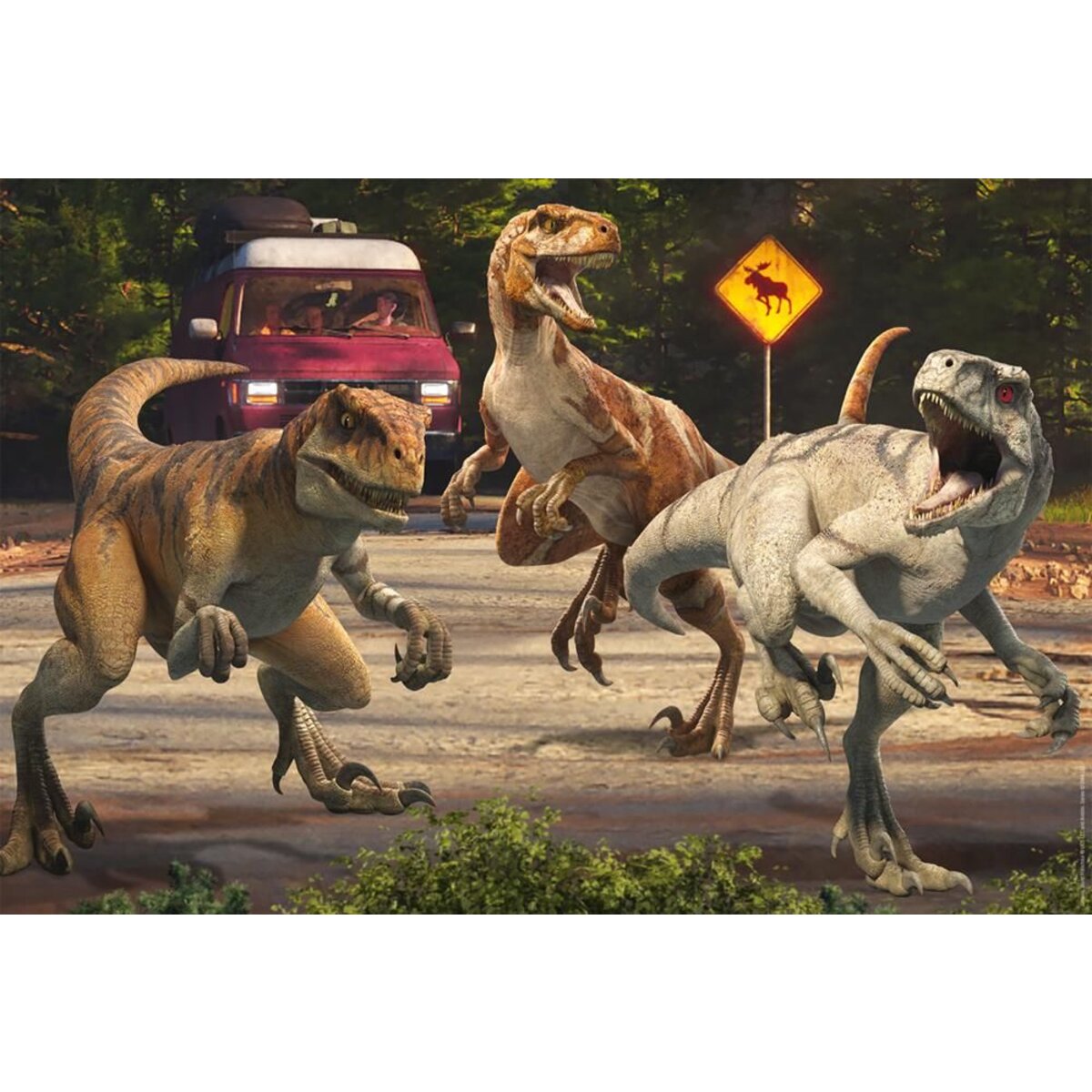 Schmidt Spiele Puzzle - Jurassic World: Chaos Theory - Angriff der Velociraptoren, 150 Teile, Eco-Friendly, Gras Kinderpuzzle