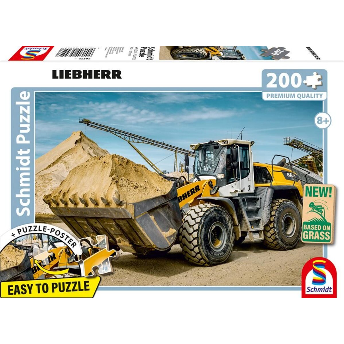 Schmidt Spiele Puzzle - LIEBHERR: Radlader L580, 200 Teile, Eco-Friendly, Gras Kinderpuzzle