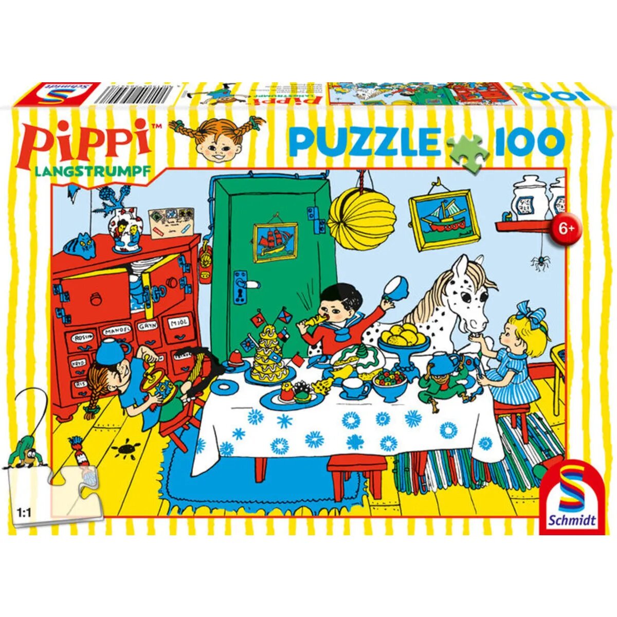 Schmidt Spiele Puzzle - Pippi Langstrumpf: Kaffeekränzchen mit Pippi, 100 Teile