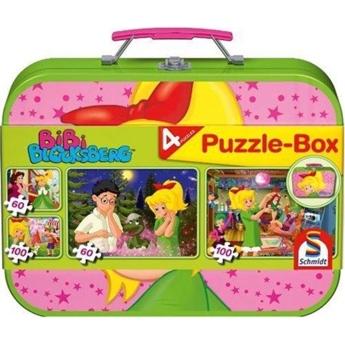 Schmidt Spiele Puzzle - Box im Metallkoffer Bibi Blocksberg, 2x60, 2x100 Teile