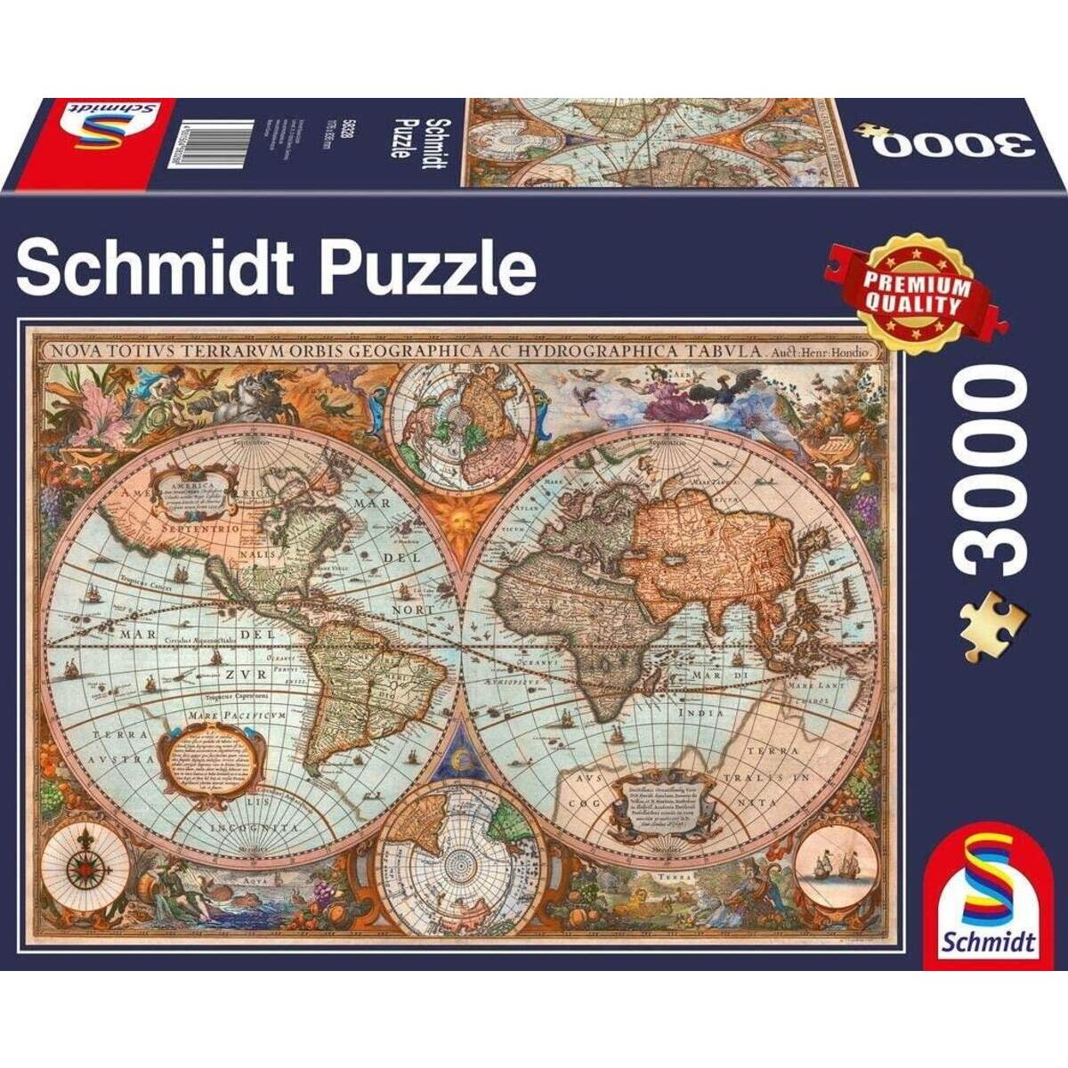 Schmidt Spiele Puzzle - Panorama Antike Weltkarte, 3.000 Teile