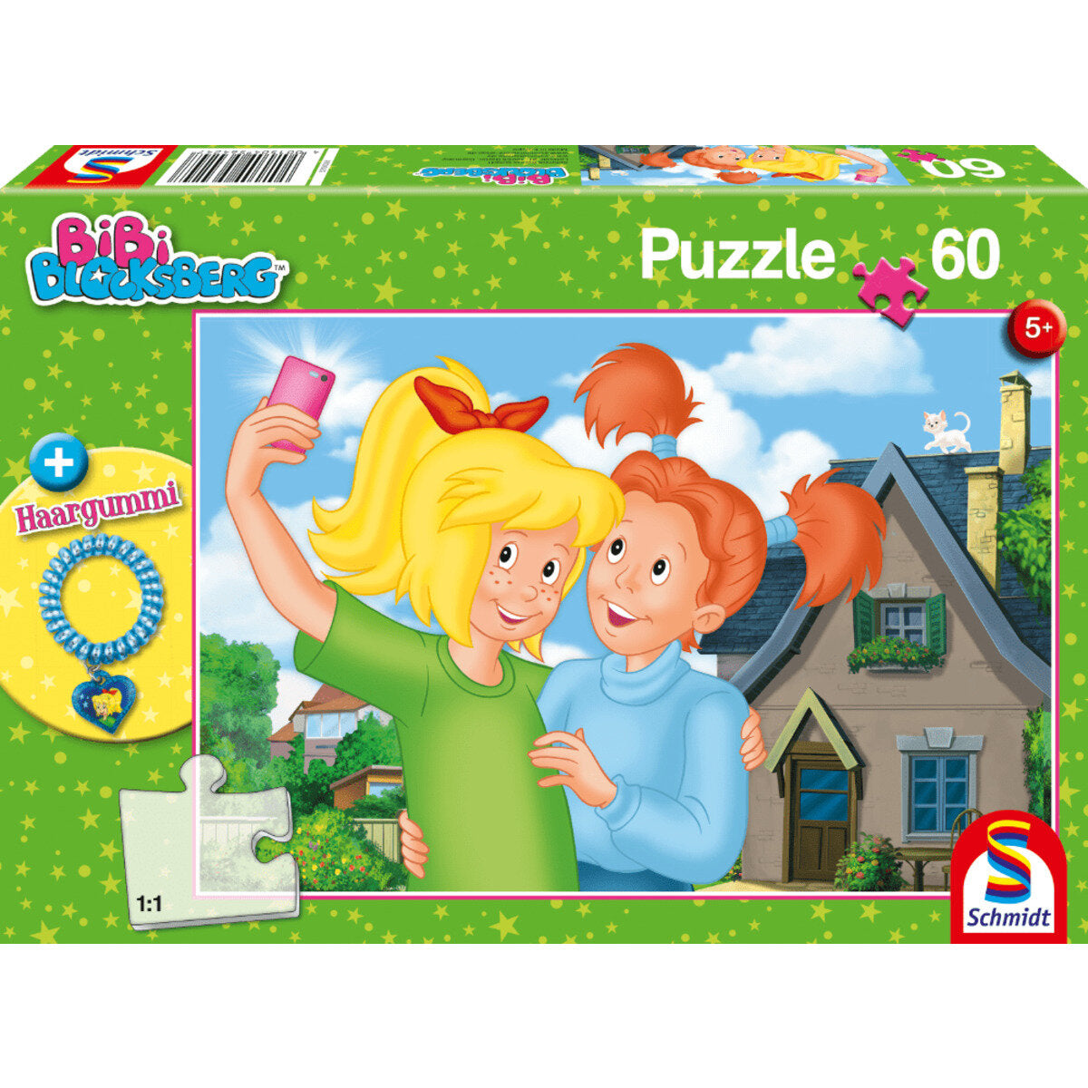 Schmidt Spiele KinderPuzzle - Selfie, 60 Teile, mit Add-on (Haargummi)