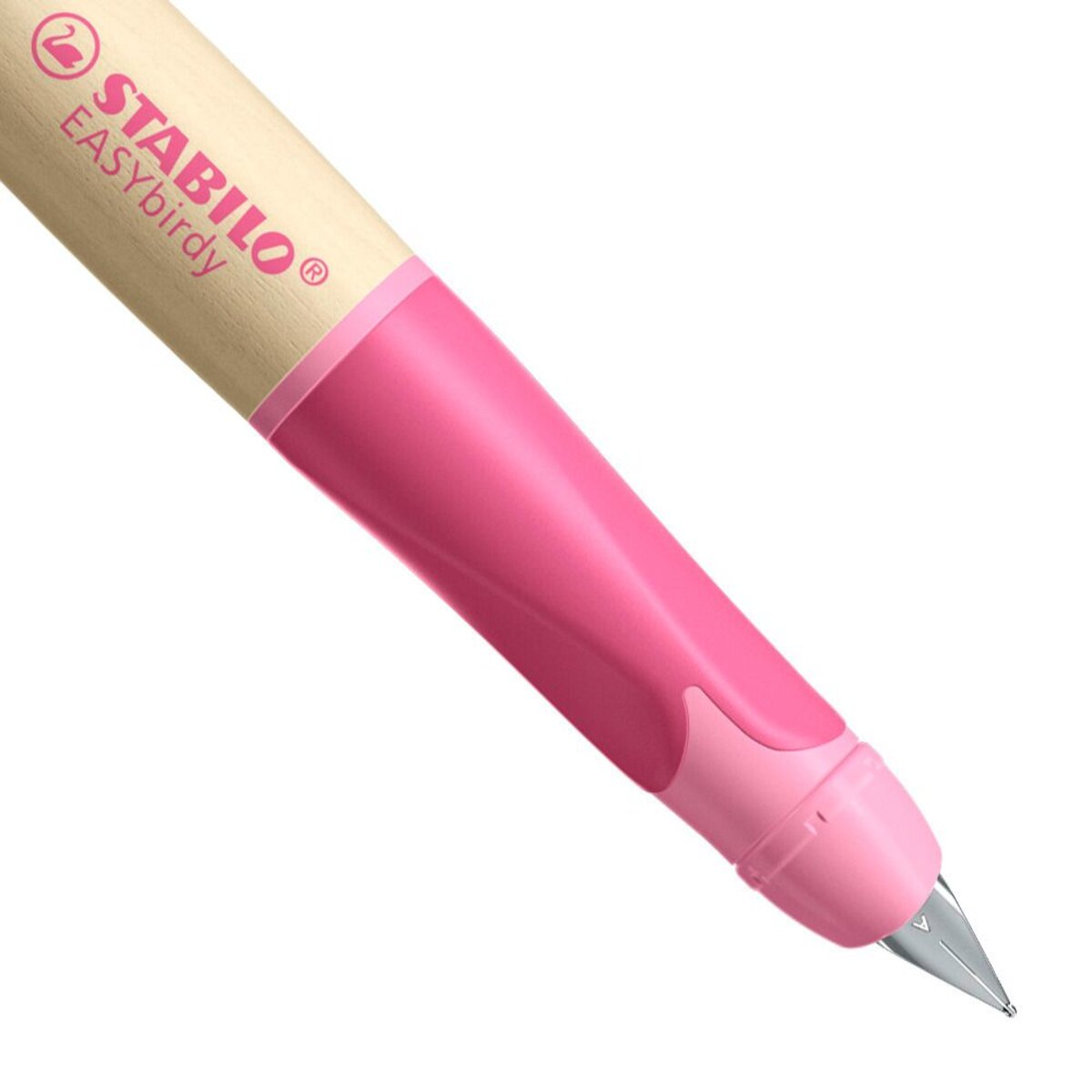Schulfüller ergonomisch für Linkshänder mit Anfänger-Feder A - STABILO EASYbirdy Timber in pink - inkl. Patrone