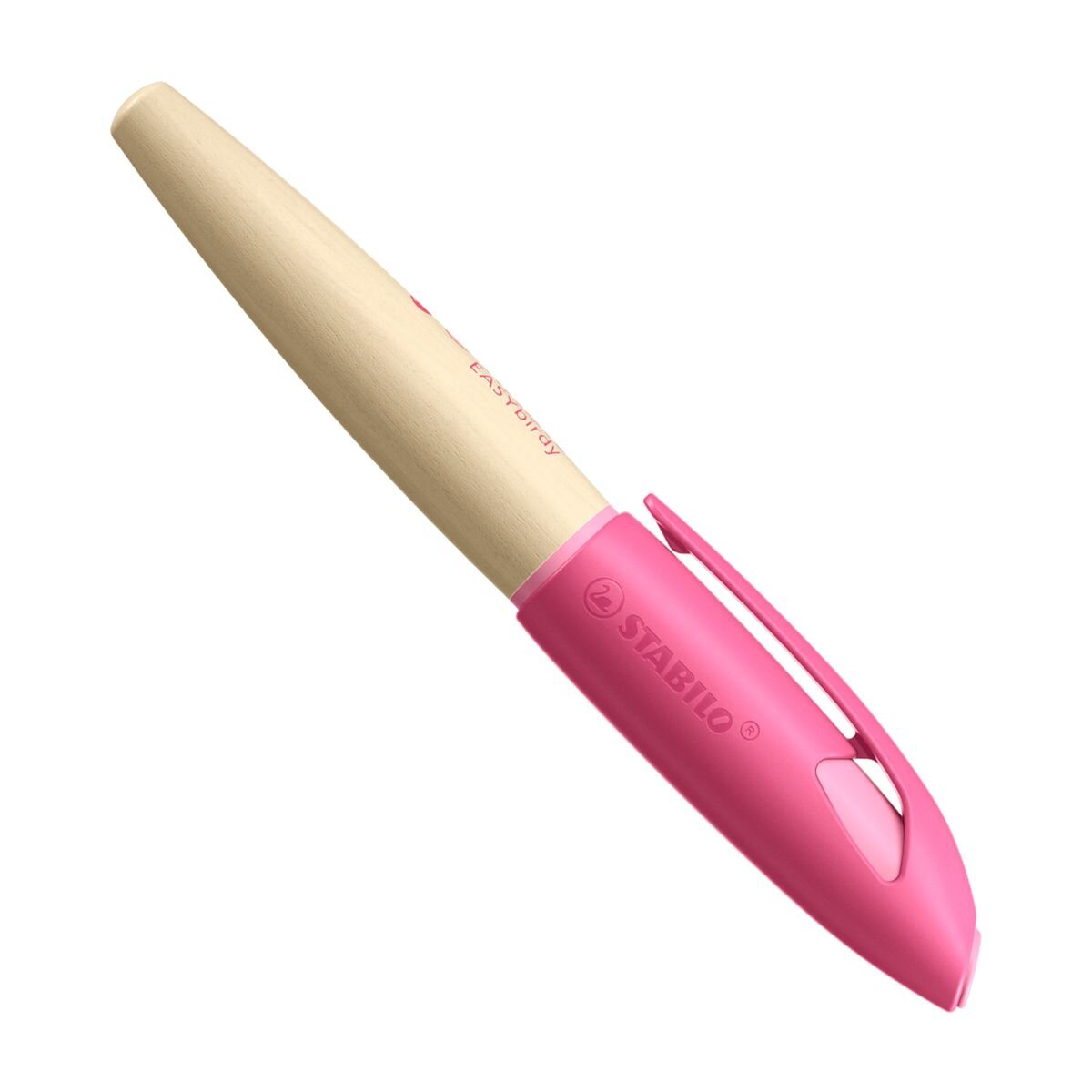 Schulfüller ergonomisch für Linkshänder mit Anfänger-Feder A - STABILO EASYbirdy Timber in pink - inkl. Patrone