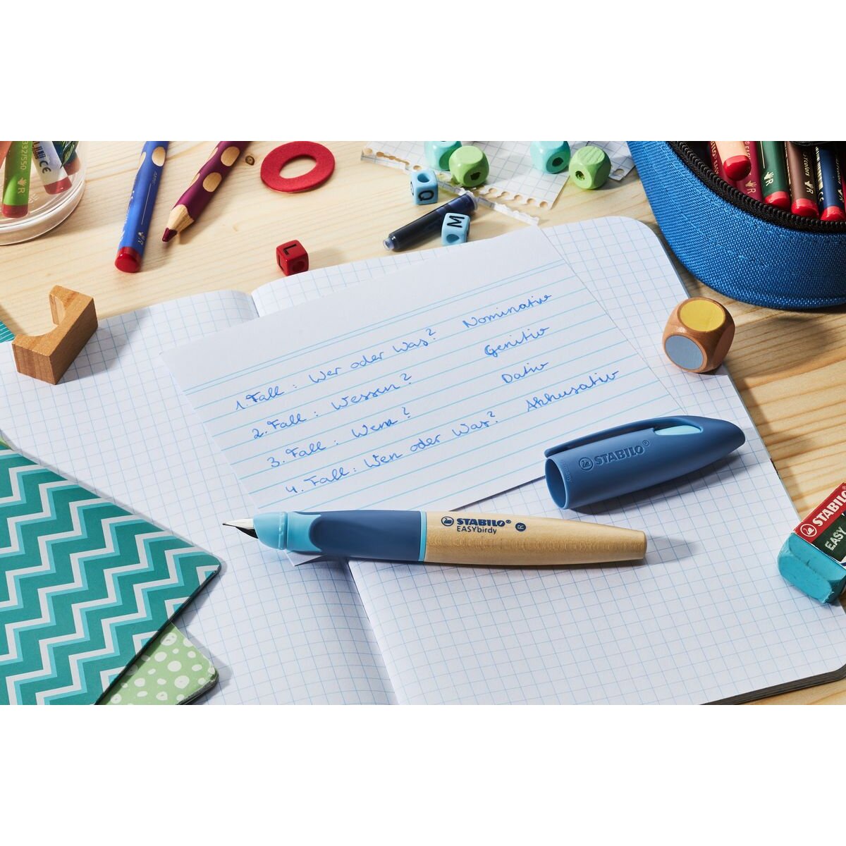 Schulfüller ergonomisch für Linkshänder mit Anfänger-Feder A - STABILO EASYbirdy Timber in pink - inkl. Patrone