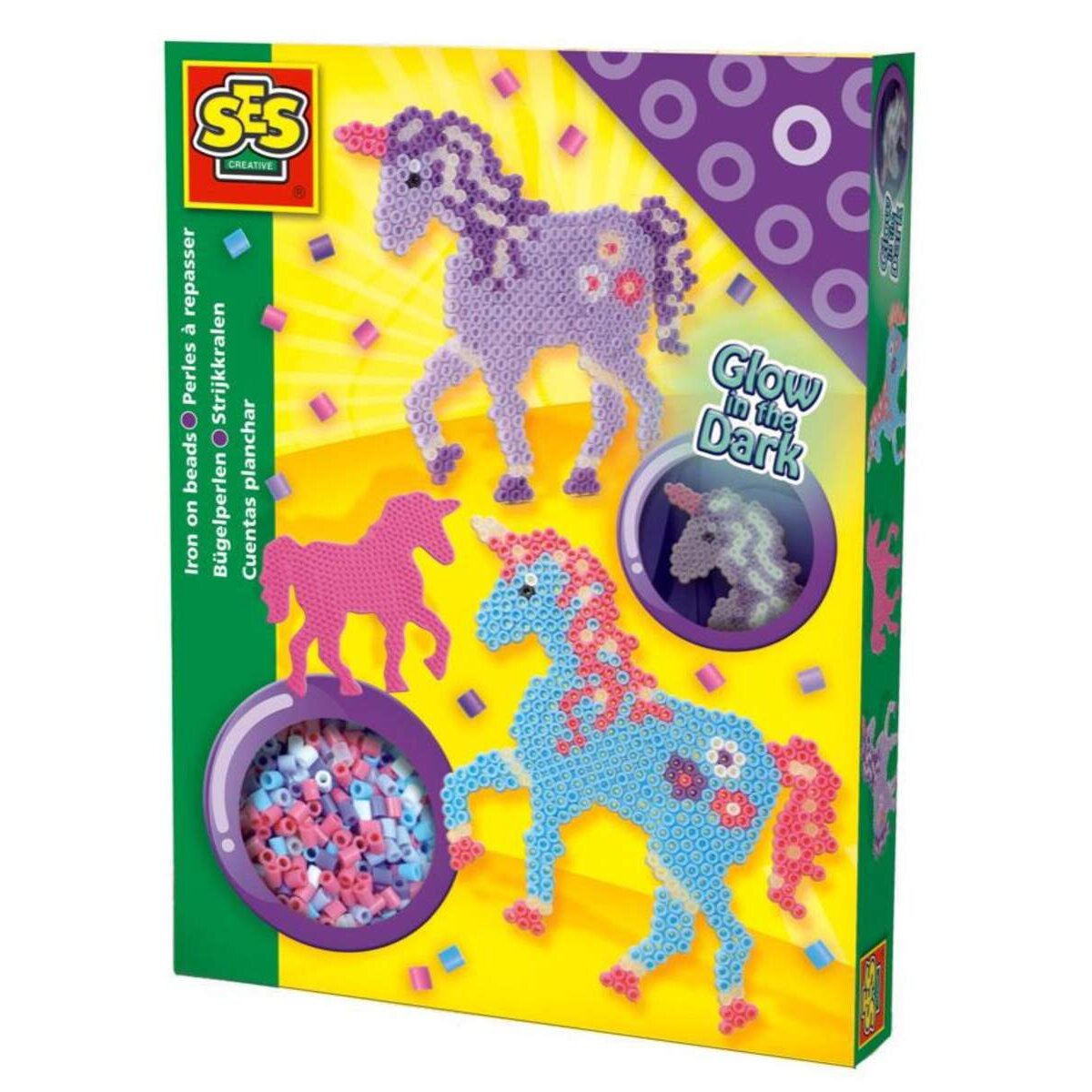 SES 1200 Bügelperlen-Set "Einhorn" / nachtleuchtend