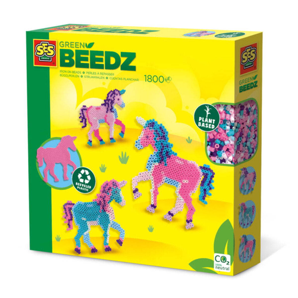SES Creative Green Beedz Bügelperlenset Einhorn bunt
