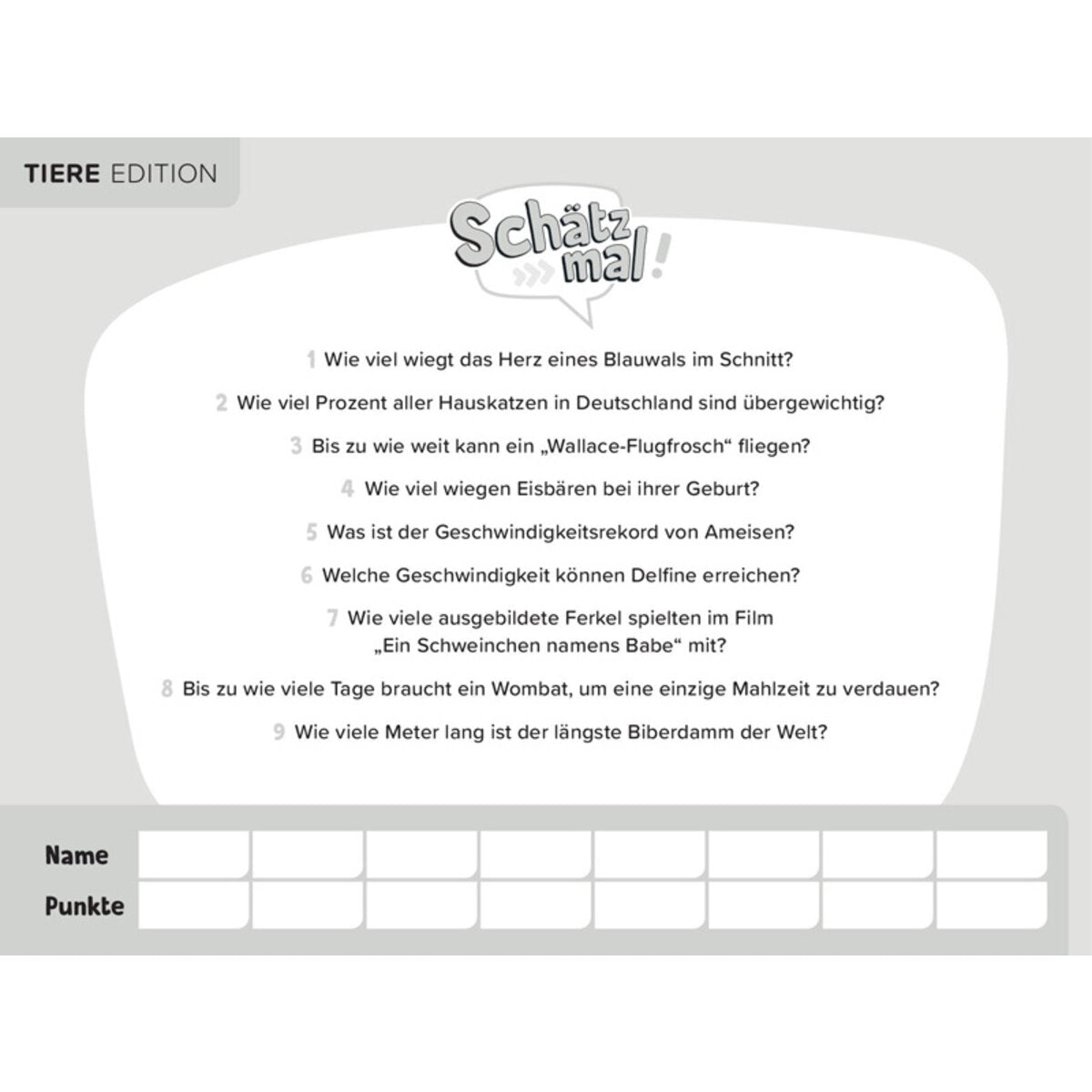 SMV Schätz mal! Tiere Edition