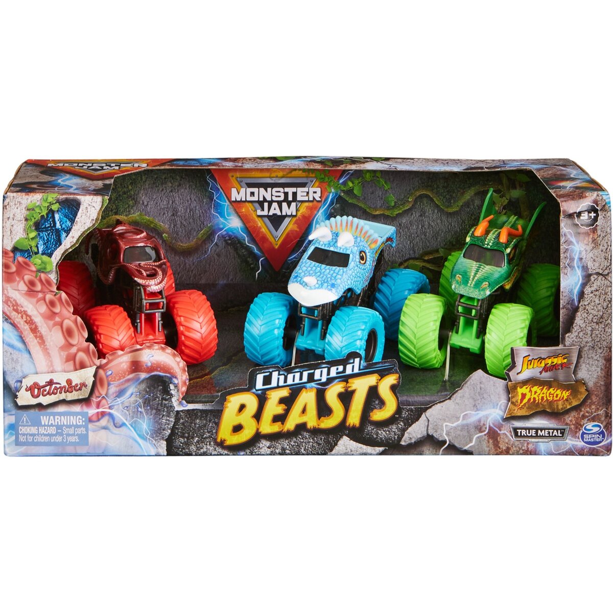 Spin Master Monster Jam Charged Beasts 3er-Pack, 1:64