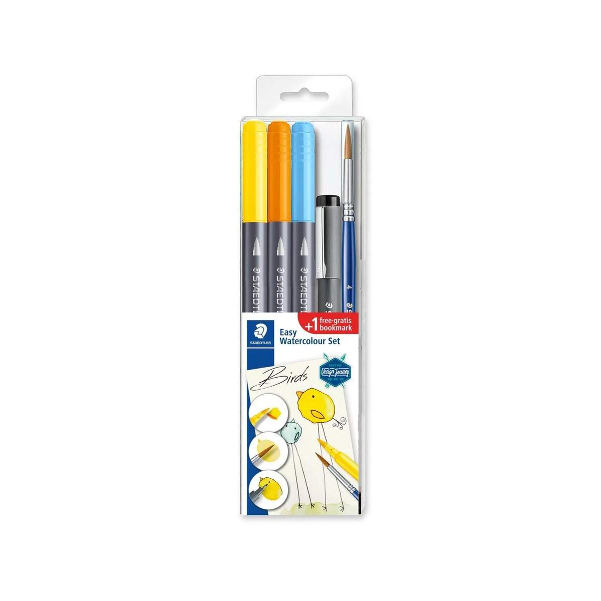 STAEDTLER® 3001 Doppelfasermaler mit Pinselspitze, wasservermalbar, Birds