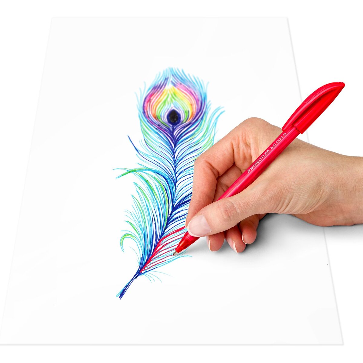 STAEDTLER® ball 4320 M dreikantiger Kugelschreiber, Kartonetui mit 10 Kugelschreibern in sortierten Schreibfarben, Linienbreite M