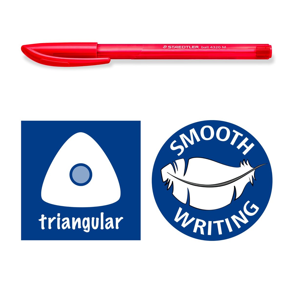 STAEDTLER® ball 4320 M dreikantiger Kugelschreiber, Kartonetui mit 10 Kugelschreibern in sortierten Schreibfarben, Linienbreite M