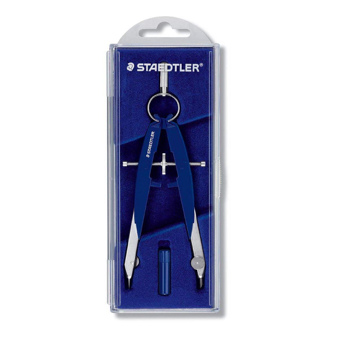 STAEDTLER® Mars Comfort 556 Präzisions-Geometriezirkel im Klappdeckeletui, silber/blau