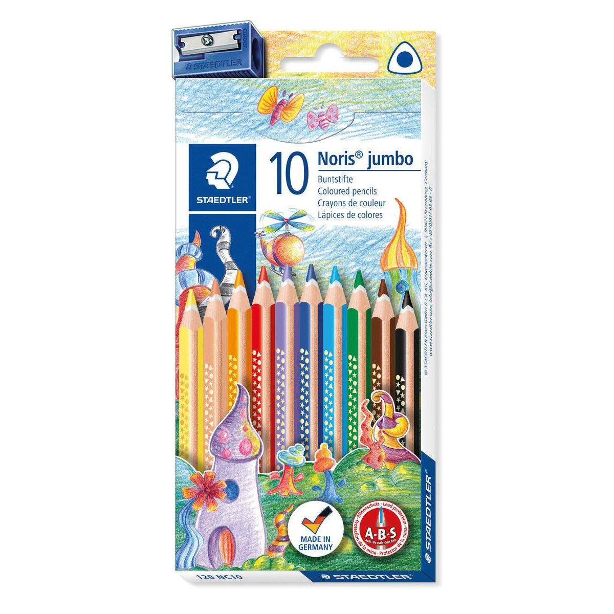 STAEDTLER® Noris® jumbo 128 Jumbo Buntstifte, 10 Stück + Anspitzer