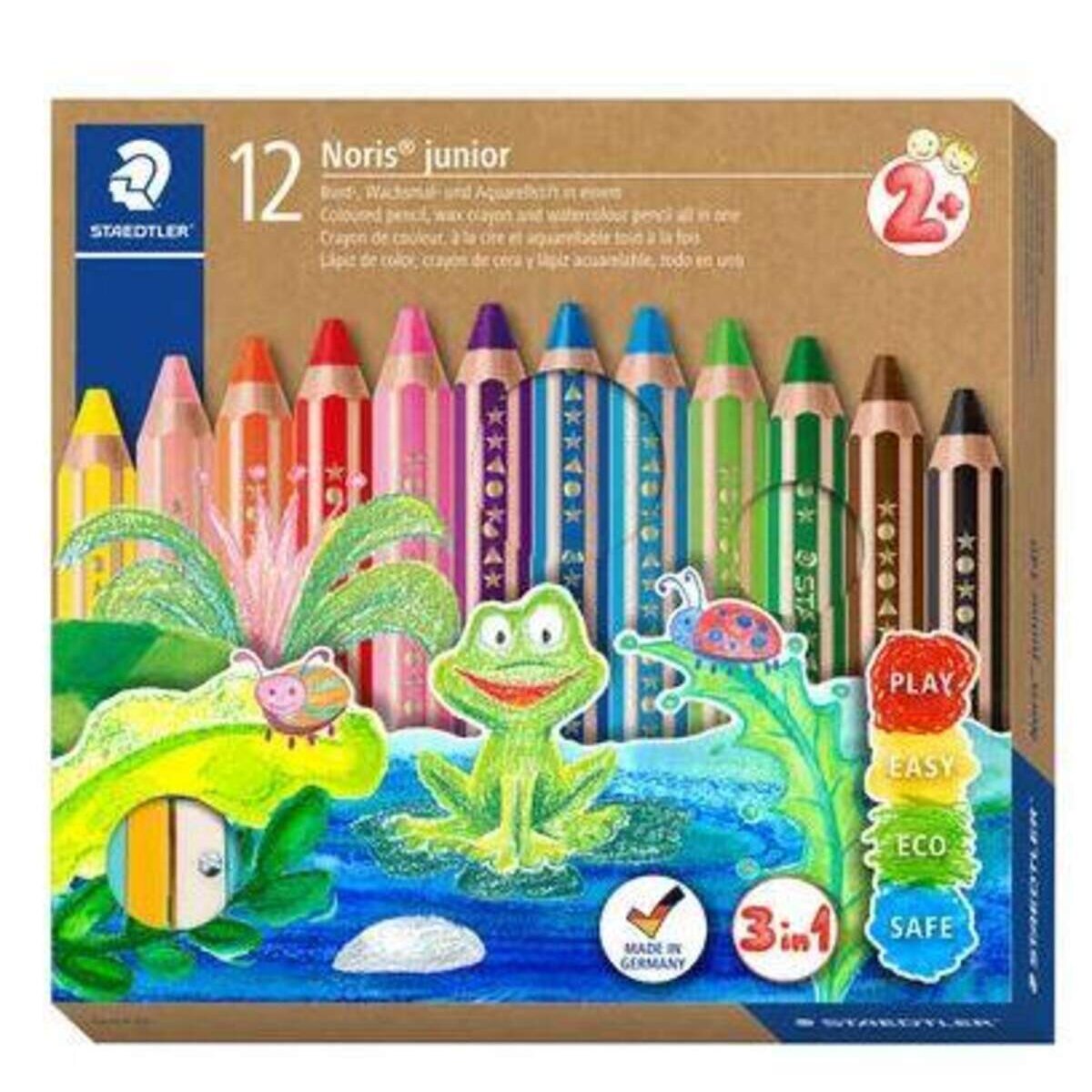 STAEDTLER® Noris® junior 140 Kindermalstift 3in1, 12 Stück mit Anspitzer