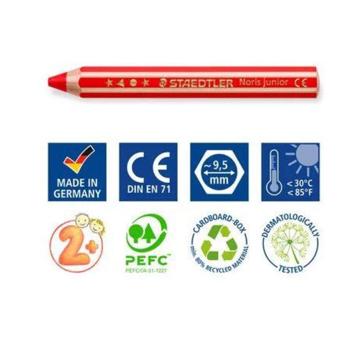 STAEDTLER® Noris® junior 140 Kindermalstift 3in1, 12 Stück mit Anspitzer