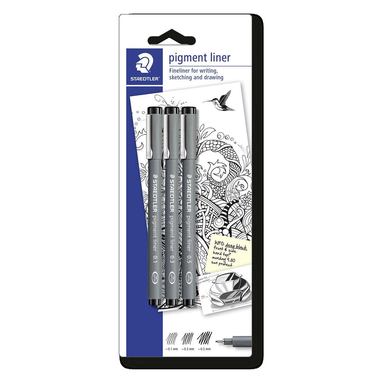 STAEDTLER® pigment liner Fineliner schwarz 3er Packung